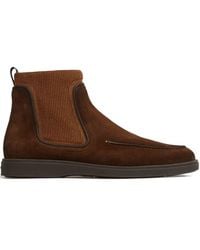 Santoni - Ribbed Panel Leather Boots - Lyst
