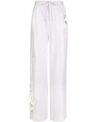 Dolce & Gabbana - Floral-Appliqué Cotton Trousers - Lyst