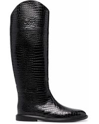 Fendi - Karligraphy Croc-effect Knee-high Boots - Lyst