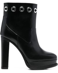 McQueen - Leather Heel Ankle Boots - Lyst