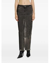 Rick Owens - Tower Denim Sliced Midi Skirt - Lyst