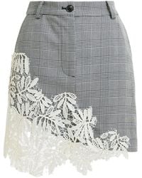 Essentiel Antwerp - Geruite Mini-Rok Met Kanten Applicatie - Lyst