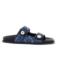 Jimmy Choo - Fayence Frayed Denim Sandals - Lyst