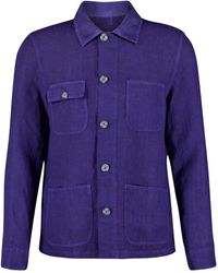 120% Lino - Spread-collar Linen Shirt Jacket - Lyst