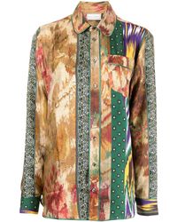 Pierre Louis Mascia - Vintage-floral Long-sleeve Silk Blouse - Lyst