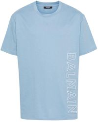 Balmain - Katoenen T-shirt Met Logo-reliëf - Lyst