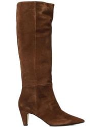 Anna F. - Suede Pointed-Toe Knee-High Boots - Lyst