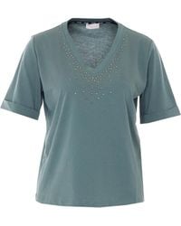 Liu Jo - Crystal-Appliqué V-Neck T-Shirt - Lyst