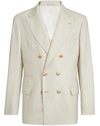 Brunello Cucinelli - Prince Of Wales-Pattern Double-Breasted Blazer - Lyst