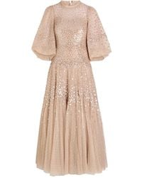 Needle & Thread - Sequin-Embellished Flute-Sleeve Dress - Lyst