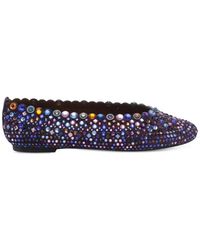 Kurt Geiger - Crystal-Embellished Scalloped Ballet Flats - Lyst