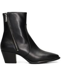 Anna F. - Side-Zip Leather Ankle Boots - Lyst