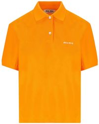 Miu Miu - Logo-Embroidered Polo Shirt - Lyst