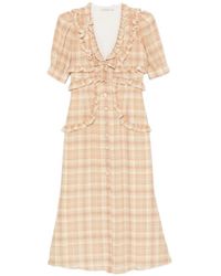 Alessandra Rich - Ruffled-Trim Midi Dress - Lyst