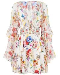 CAMILLA - Mini Ruffled-Sleeve Floral Dress - Lyst