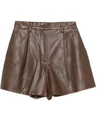 P.A.R.O.S.H. - Pleated Leather Shorts - Lyst