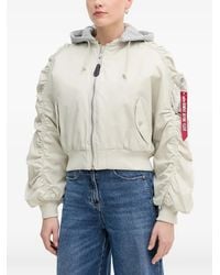 Alpha Industries - Ruched-Sleeve Hooded Jacket - Lyst
