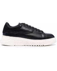 Emporio Armani - Panelled Low-top Leather Sneakers - Lyst
