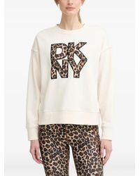 DKNY - Leopard-Print Logo-Patch Sweatshirt - Lyst
