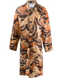 Cmmn Swdn - Leaf-print Belted Trench Coat - Lyst