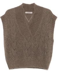 D.exterior - Pointelle-Knit V-Neck Sweater - Lyst