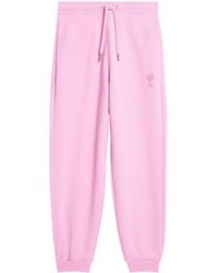Ami Paris - Embroidered-logo Cotton Track Pants - Lyst