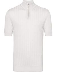 Eleventy - Ribbed-knit Polo Shirt - Lyst
