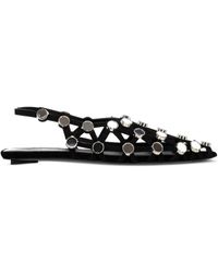 The Attico - Grid-Embelished Suede Pointed-Toe Flat Pumps - Lyst