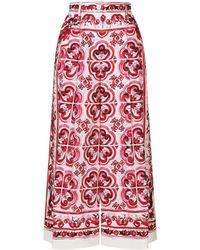 Dolce & Gabbana - Jupe-culotte en popeline à imprimé majoliques - Lyst