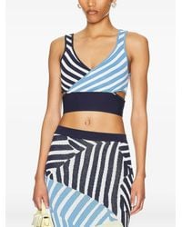 STAUD - Trenton Striped Cut-Out Crop Top - Lyst