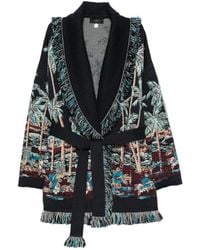 Alanui - The Tale Of A Hawaiian Palm-Tree Intarsia Fringed-Trim Cardigan - Lyst