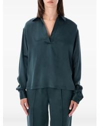 Tom Ford - Peach-Feel Silk Satin Polo With Tonal Tf Embroidered Logo - Lyst