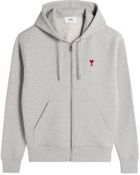 Ami Paris - グレー Ami De Coeur コットン ジップフーディ - Lyst