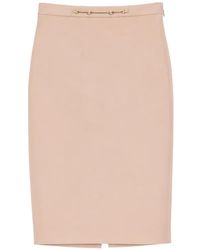 Elisabetta Franchi - Tone Hardware Pencil Midi Skirt - Lyst