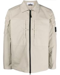 Stone Island - Compass-Patch Zip-Up Shirt Jacket - Lyst