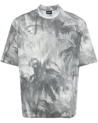 Emporio Armani - Printed Cotton T-Shirt - Lyst
