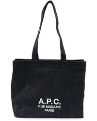A.P.C. - Logo-Print Denim Tote Bag - Lyst