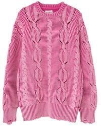 KAMIYA - Ausgefranster Pullover Mit Zopfmuster - Lyst