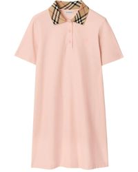 Burberry - Check-Collar Cotton Polo Shirt Mini Dress - Lyst