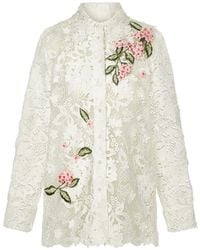 Oscar de la Renta - Floral-Detail Blouse - Lyst