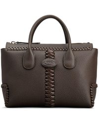 Tod's - Di Logo-patch Leather Tote Bag - Lyst