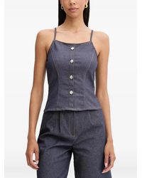 Morgan - Button-Up Denim Top - Lyst