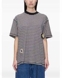 Song For The Mute - Striped Distressed T-Shirt - Lyst