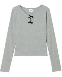 B+ AB - Ribbed-Knit Bow-Detail T-Shirt - Lyst