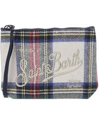 MC2 Saint Barth - Aline Wool Blend Pochette With Houndstooth Pattern And Logo Embroidery - Lyst