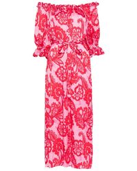 Sundress - Paolina Paisley-Print Off-Shoulder Midi Dress - Lyst