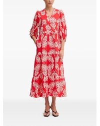 Lola Casademunt - Damask-Print Tiered Midi Dress - Lyst