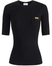 Elisabetta Franchi - Micro-Braided Ribbed Knit Top - Lyst