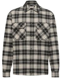 Moncler - Check Cotton Flannel Zip-Up Shirt - Lyst