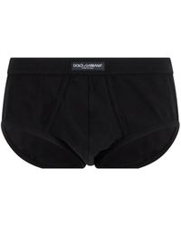 Dolce & Gabbana - Brando Stretch Jersey Slip Met Logo-Label - Lyst